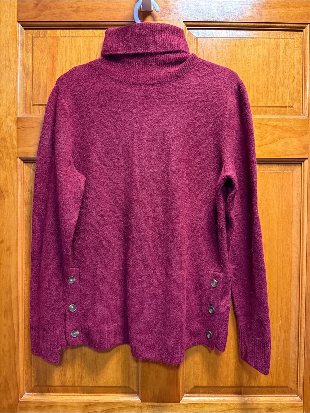 J. Crew Burgundy Turtleneck Sweater with Side Button Detail